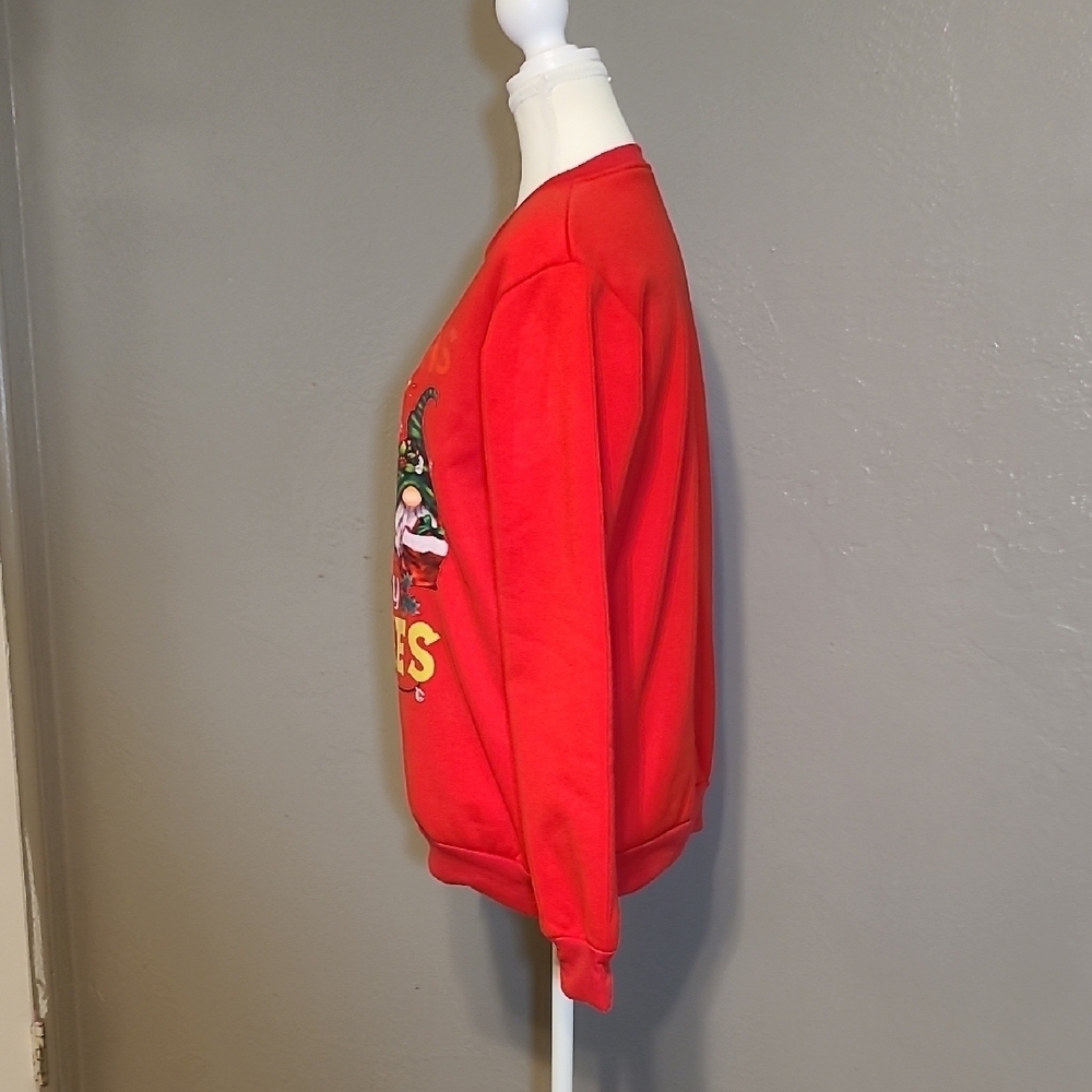 Red Christmas With My Gnomies Holiday Festive Sweatshirt Womens Medium - Picture 2 of 10
